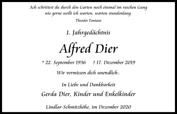 Anzeige von Alfred Dier von Kölner Stadt-Anzeiger / Kölnische Rundschau / Express