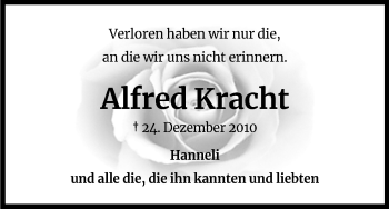 Anzeige von Alfred Kracht von Kölner Stadt-Anzeiger / Kölnische Rundschau / Express
