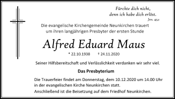 Anzeige von Alfred Eduard Maus von Kölner Stadt-Anzeiger / Kölnische Rundschau / Express