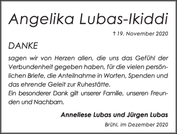 Anzeige von Angelika Lubas-Ikiddi von  Schlossbote/Werbekurier 