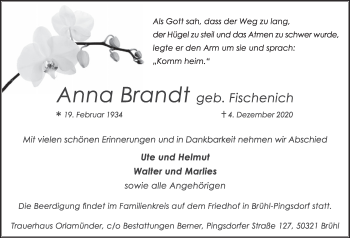 Anzeige von Anna Brandt von  Schlossbote/Werbekurier 