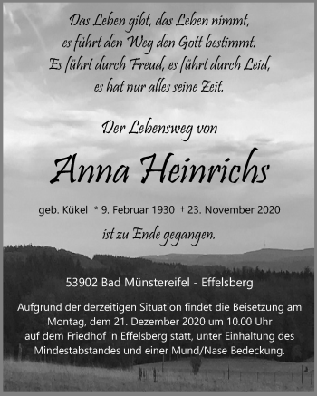 Anzeige von Anna Heinrichs von  Blickpunkt Euskirchen 