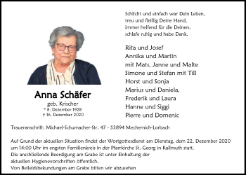 Anzeige von Anna Schäfer von  Blickpunkt Euskirchen 