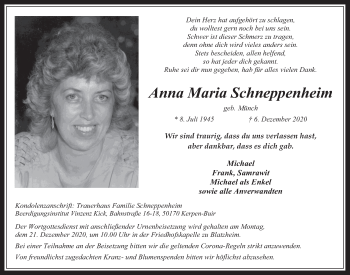 Anzeige von Anna Maria Schneppenheim von  Werbepost 