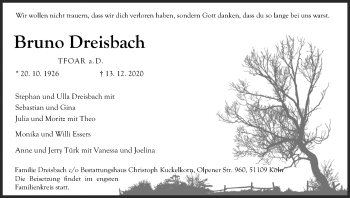 Anzeige von Bruno Dreisbach von Kölner Stadt-Anzeiger / Kölnische Rundschau / Express