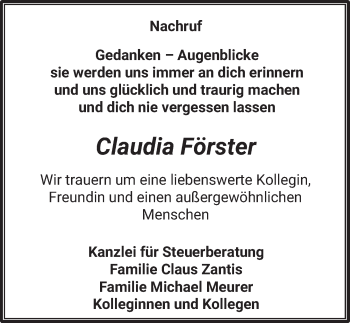 Anzeige von Claudia Förster von  Werbepost 