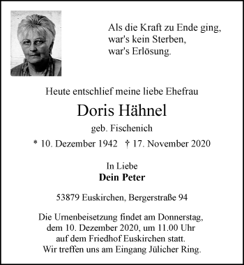 Anzeige von Doris Hähnel von  Blickpunkt Euskirchen 