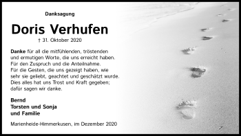 Anzeige von Doris Verhufen von Kölner Stadt-Anzeiger / Kölnische Rundschau / Express