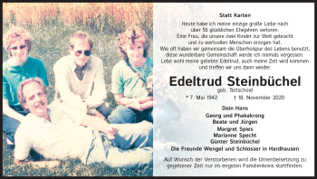 Anzeige von Edeltrud Steinbüchel von Kölner Stadt-Anzeiger / Kölnische Rundschau / Express