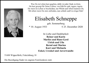 Anzeige von Elisabeth Schneppe von Kölner Stadt-Anzeiger / Kölnische Rundschau / Express