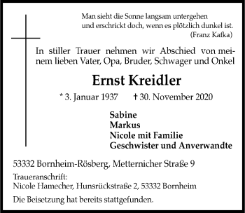 Anzeige von Ernst Kreidler von  Schaufenster/Blickpunkt 