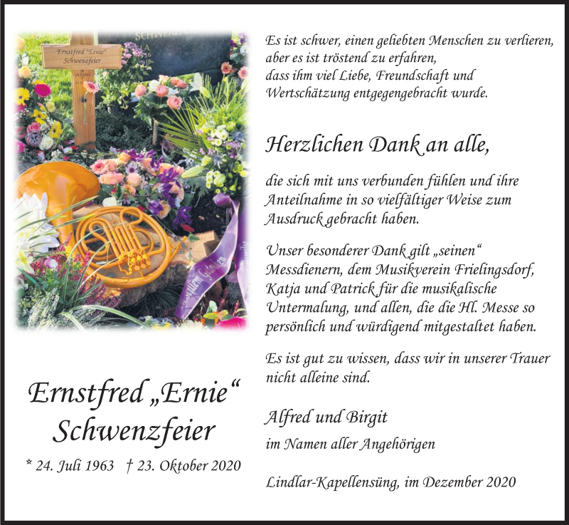  Traueranzeige für Ernstfred Schwenzfeier vom 12.12.2020 aus Kölner Stadt-Anzeiger / Kölnische Rundschau / Express