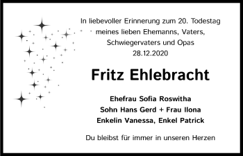 Anzeige von Fritz Ehlebracht von Kölner Stadt-Anzeiger / Kölnische Rundschau / Express