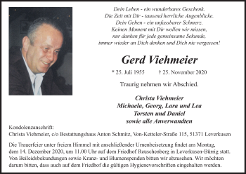 Anzeige von Gerd Viehmeier von Kölner Stadt-Anzeiger / Kölnische Rundschau / Express
