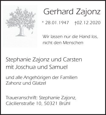 Anzeige von Gerhard Zajonz von  Schlossbote/Werbekurier 
