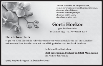 Anzeige von Gerti Hecker von  Werbepost 