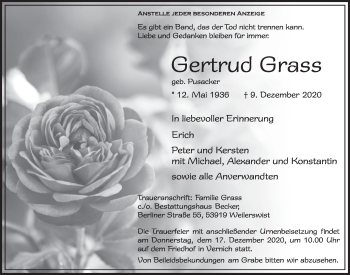 Anzeige von Gertrud Grass von  Blickpunkt Euskirchen 