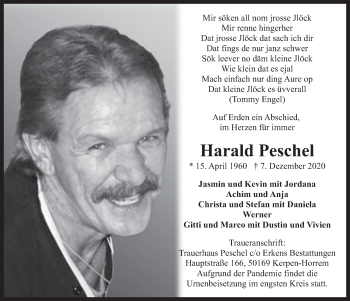 Anzeige von Harald Peschel von  Werbepost 