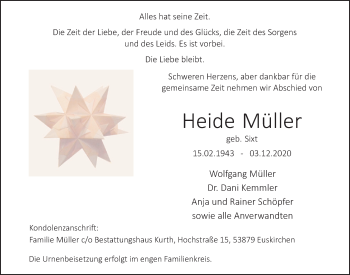 Anzeige von Heide Müller von  Blickpunkt Euskirchen 
