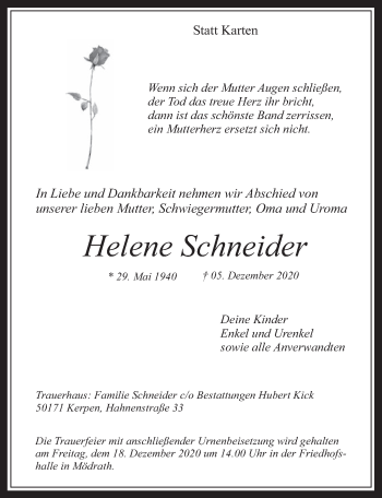 Anzeige von Helene Schneider von  Werbepost 