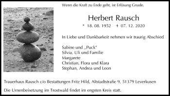 Anzeige von Herbert Rausch von Kölner Stadt-Anzeiger / Kölnische Rundschau / Express