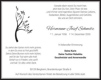 Anzeige von Hermann-Josef Schmitz von  Werbepost 