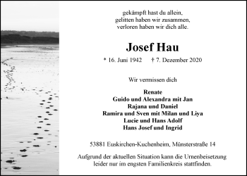 Anzeige von Josef Hau von  Blickpunkt Euskirchen 