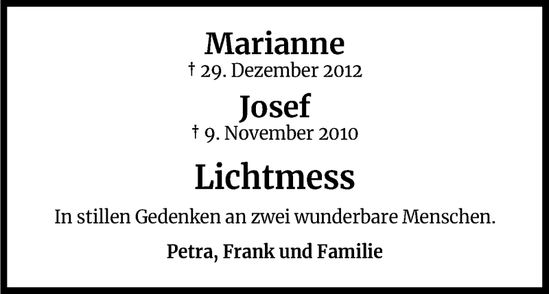  Traueranzeige für Josef Lichtmess vom 29.12.2020 aus Kölner Stadt-Anzeiger / Kölnische Rundschau / Express