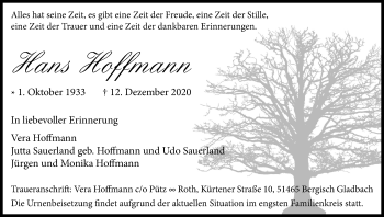 Anzeige von Jürgen Hoffmann von Kölner Stadt-Anzeiger / Kölnische Rundschau / Express