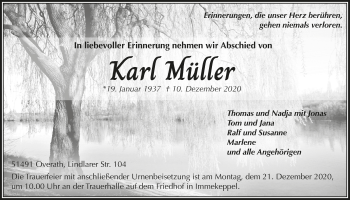 Anzeige von Karl Müller von  Bergisches Handelsblatt 