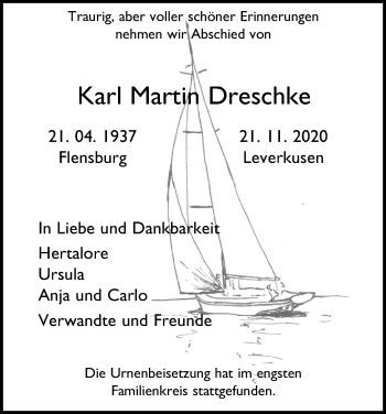 Anzeige von Karl Martin Dreschke von Kölner Stadt-Anzeiger / Kölnische Rundschau / Express