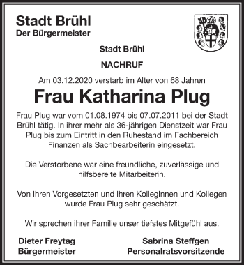 Anzeige von Katharina Plug von  Schlossbote/Werbekurier 