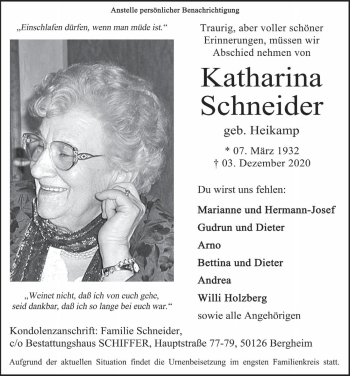 Anzeige von Katharina Schneider von  Werbepost 