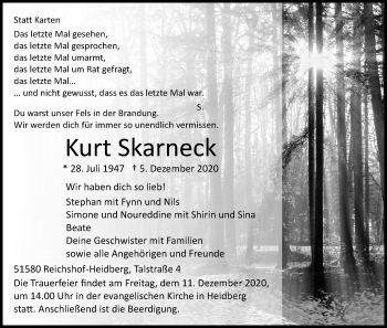 Anzeige von Kurt Skarneck von Kölner Stadt-Anzeiger / Kölnische Rundschau / Express