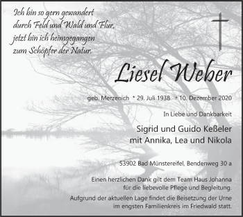 Anzeige von Liesel Weber von  Blickpunkt Euskirchen 