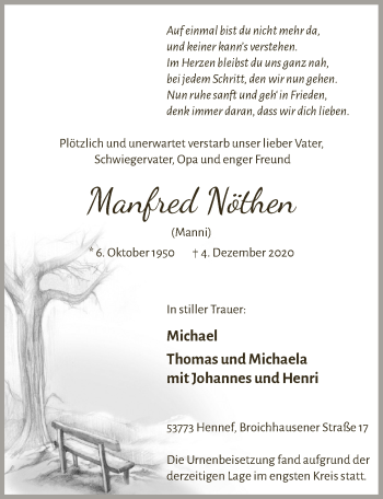 Anzeige von Manfred Nöthen von  Extra Blatt 