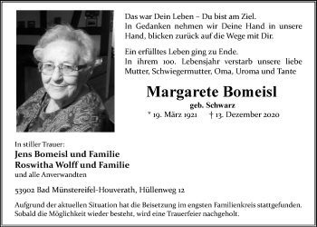Anzeige von Margarete Bomeisl von  Blickpunkt Euskirchen 