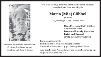 Anzeige von Maria  Göbbel von  Werbepost 