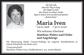 Anzeige von Maria Iven von  Werbepost 