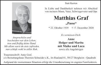 Anzeige von Matthias Graf von  Werbepost 