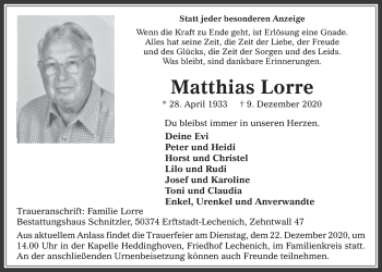 Anzeige von Matthias Lorre von  Werbepost 