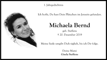 Anzeige von Michaela Bernd von Kölner Stadt-Anzeiger / Kölnische Rundschau / Express