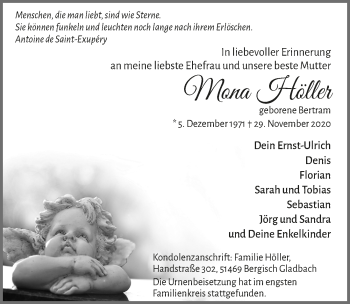 Anzeige von Mona Höller von  Bergisches Handelsblatt 