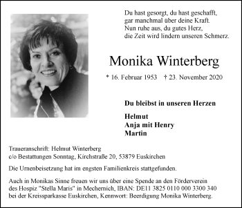 Anzeige von Monika Winterberg von  Blickpunkt Euskirchen 