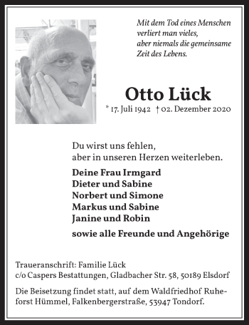 Anzeige von Otto Lück von  Werbepost 