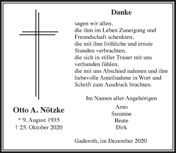 Anzeige von Otto A. Nötzke von  Anzeigen Echo  Lokalanzeiger 