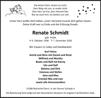 Anzeige von Renate Schmidt von  Anzeigen Echo 