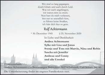 Anzeige von Rolf Achtermann von  Werbepost 