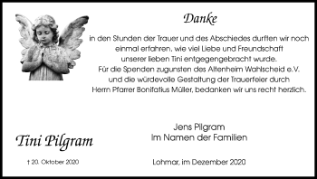 Anzeige von Tini Pilgram von Kölner Stadt-Anzeiger / Kölnische Rundschau / Express