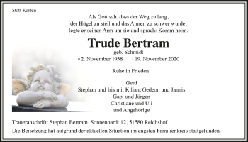 Anzeige von Trude Bertram von  Lokalanzeiger 